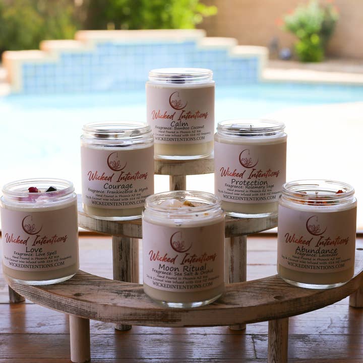 Wicked Intentions Gifts LLC - Wholesale Jar/filled candle - Intention Crystal Candles Full Set 8oz3