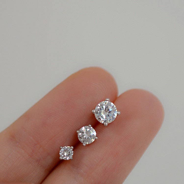 Haengseongworkshop - Wholesale Stud/Post Earrings - 1 Pair 3/4/5mm Moissanite Prong Sterling Silver Earrings Studs7