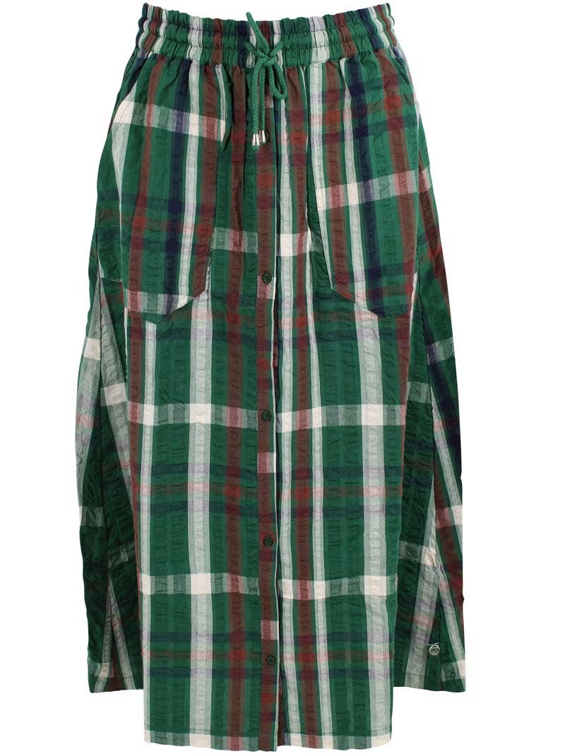 Danefae København - Wholesale Skirt - Women's - Danevisit Seersucker Skirt Dk Pine CHECK4