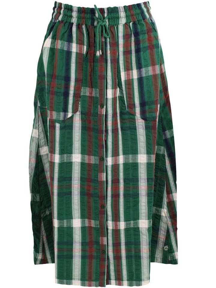 Danefae København - Wholesale Skirt - Women's - Danevisit Seersucker Skirt Dk Pine CHECK4