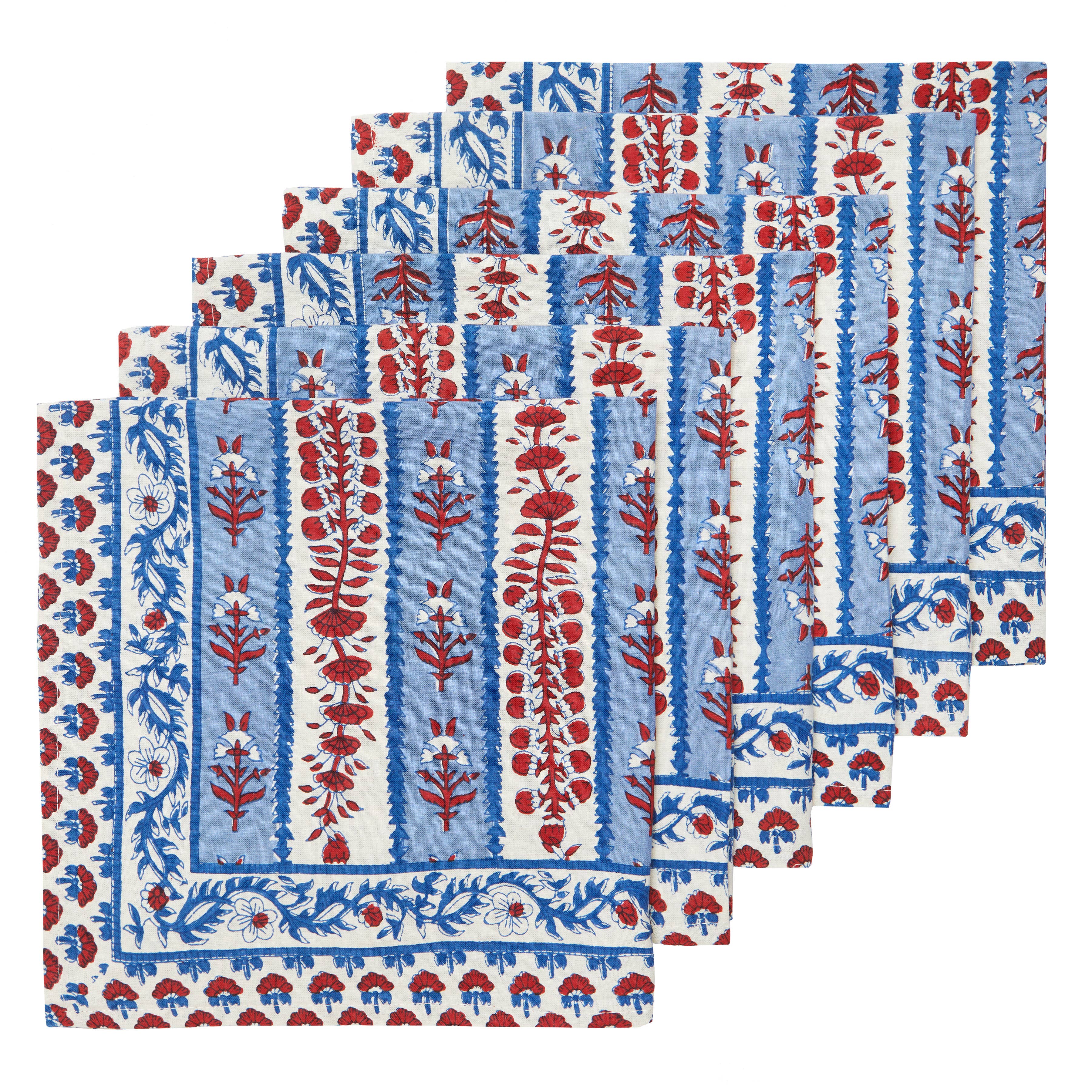 Couleur Nature - Wholesale Dinner & Cloth Napkin - Avignon Napkins Red & Blue Set of 65