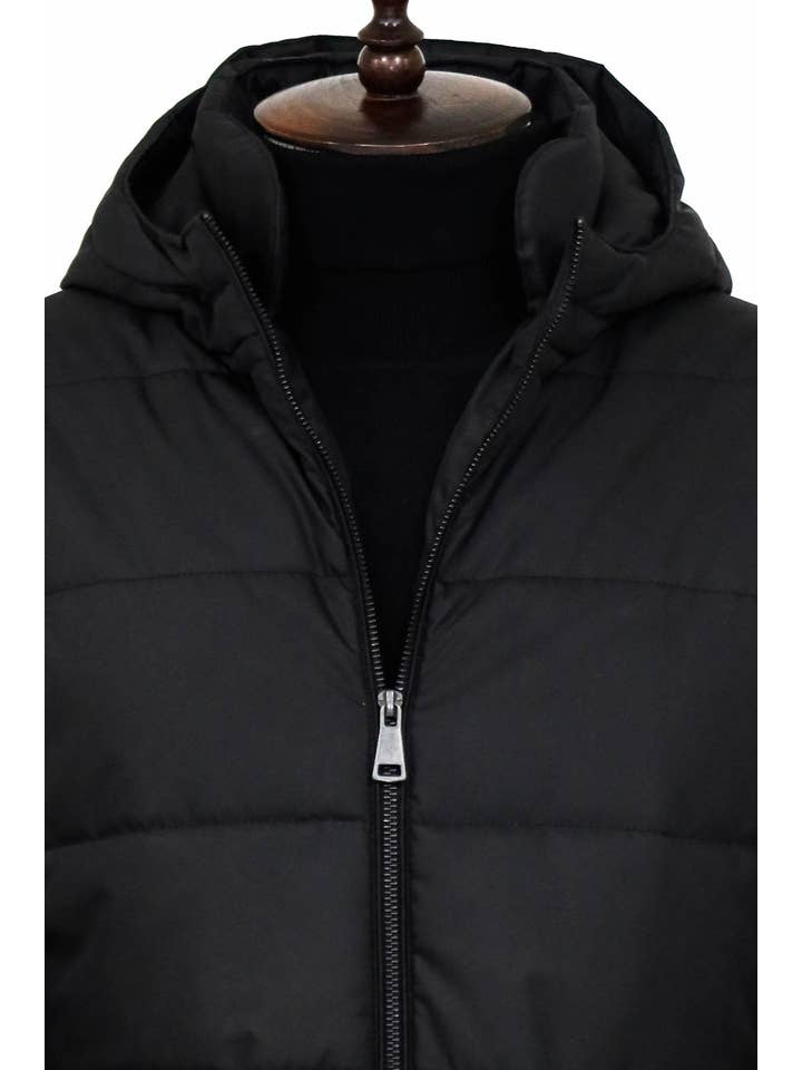Slim Fit Hooded Black Men Coat - Wessi for wholesale on Faire1