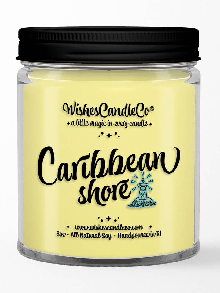 Vela Caribbean Shore 8oz com pino escondido dentro - Resort por atacado de Wishes Candle Co