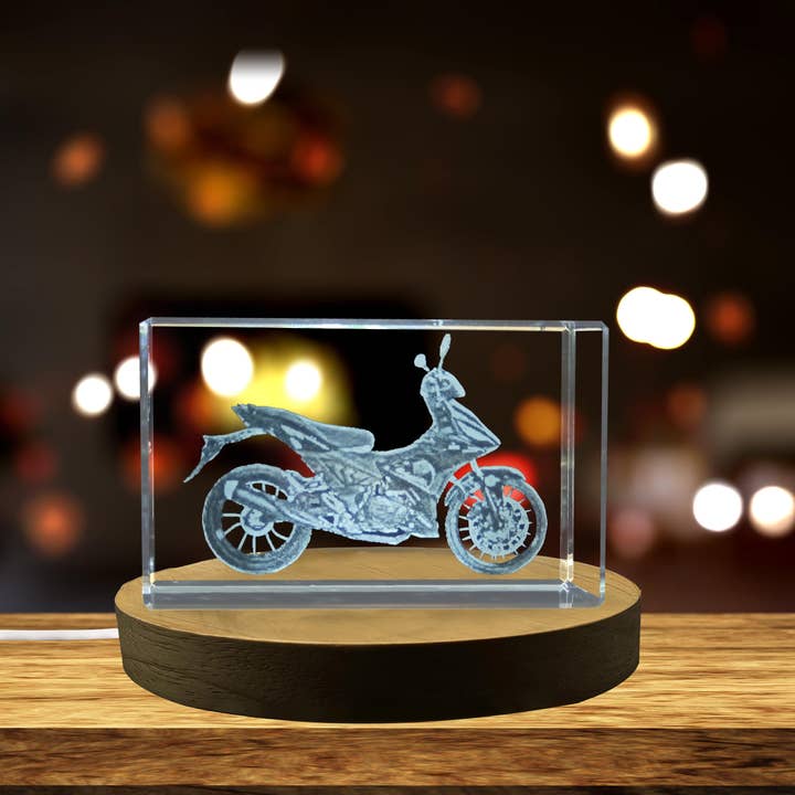 3D Engraved Crystal Underbone Motorcycle Model for wholesale by AB Crystal Collection