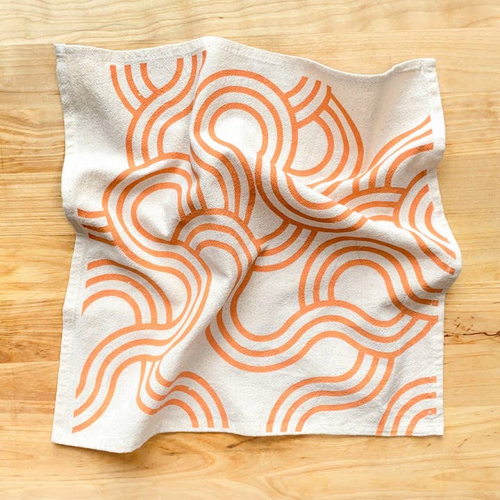 Bright Beige - Wholesale Dinner & Cloth Napkin - Warm Winding Loops, Hand Printed Cotton Napkins, Set of 43