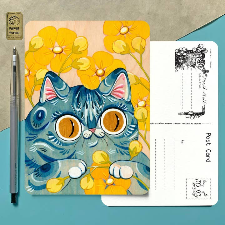 Postal amarilla floración para venta al por mayor de Paper Puffin