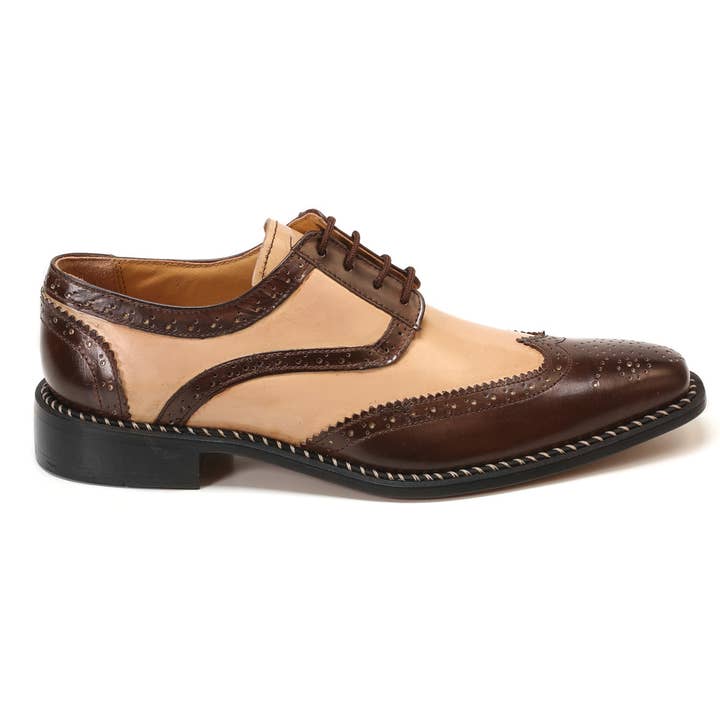 Brown Beige Hope Men Leather Oxford Style Dress Shoes for wholesale on Faire