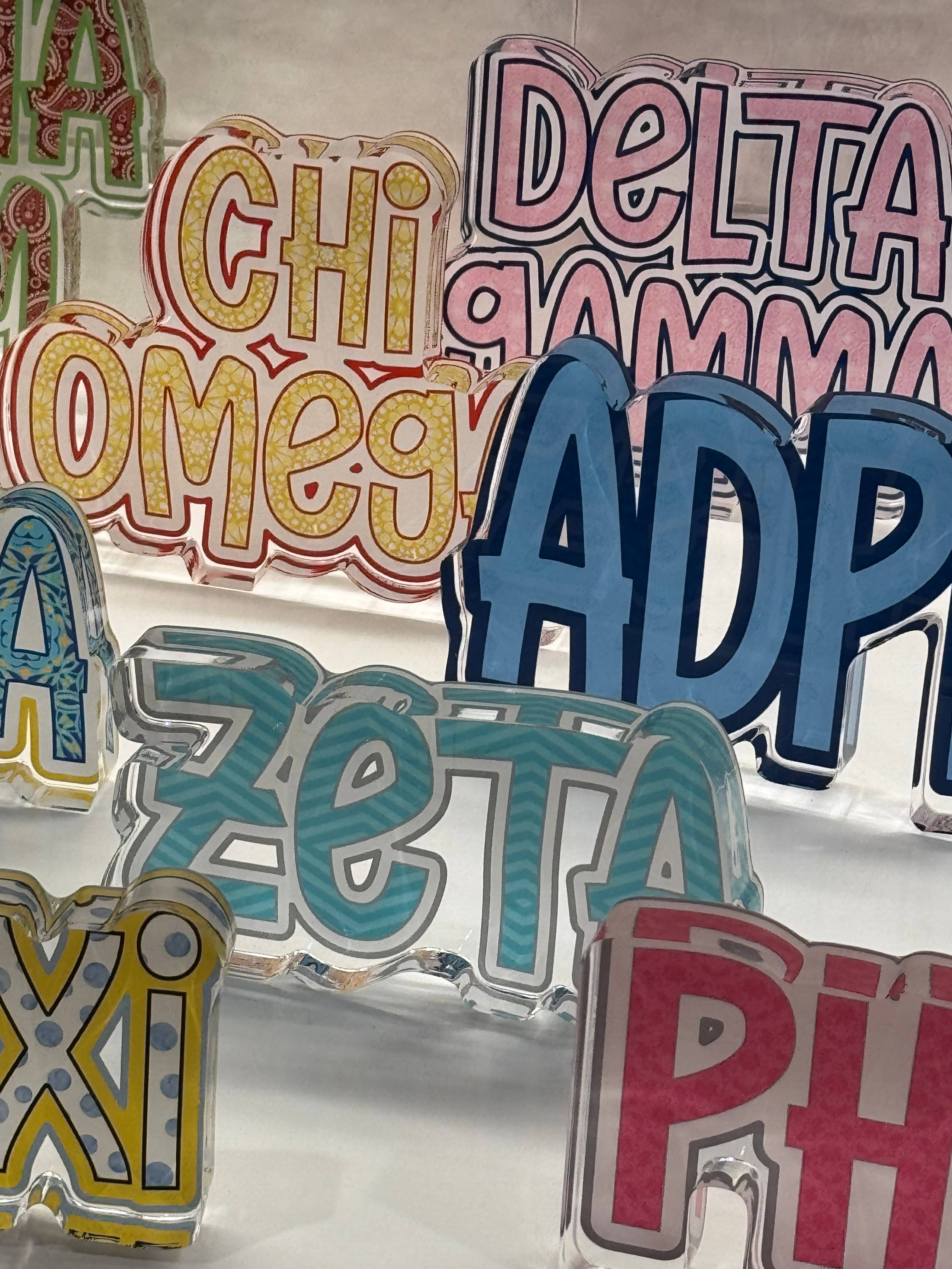 Buttongirl99 - Wholesale Decorative Tabletop Object - Sorority Acrylic Shelfie - 3/4 inch thick1