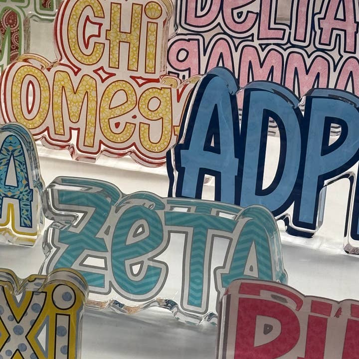 Buttongirl99 - Wholesale Decorative Tabletop Object - Sorority Acrylic Shelfie - 3/4 inch thick1