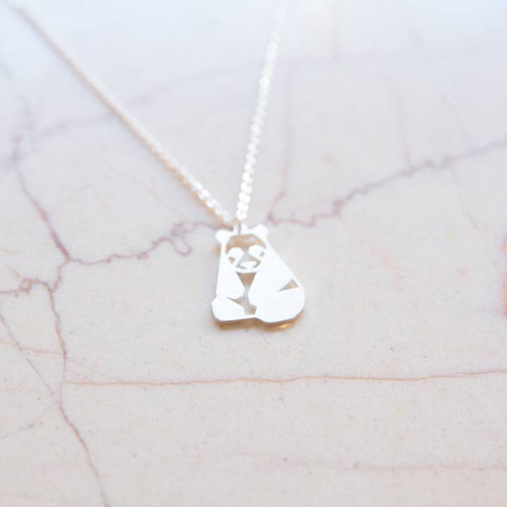 La Menagerie – wholesale Pendant/charm necklace – Panda Silver Origami Necklace3