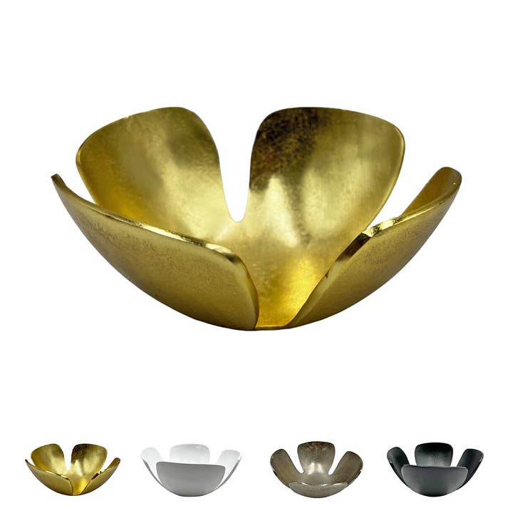 Ciotola decorativa a quadrifoglio in alluminio larga 9 pollici per la vendita all'ingrosso da parte di 2626 Designs