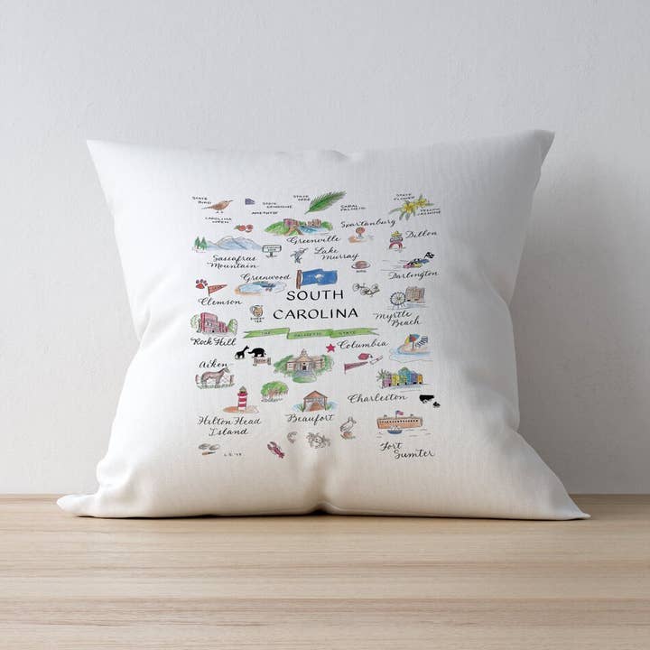 South Carolina Large 20" Down Filled Pillow for wholesale by The Write Occasion Calligraphy