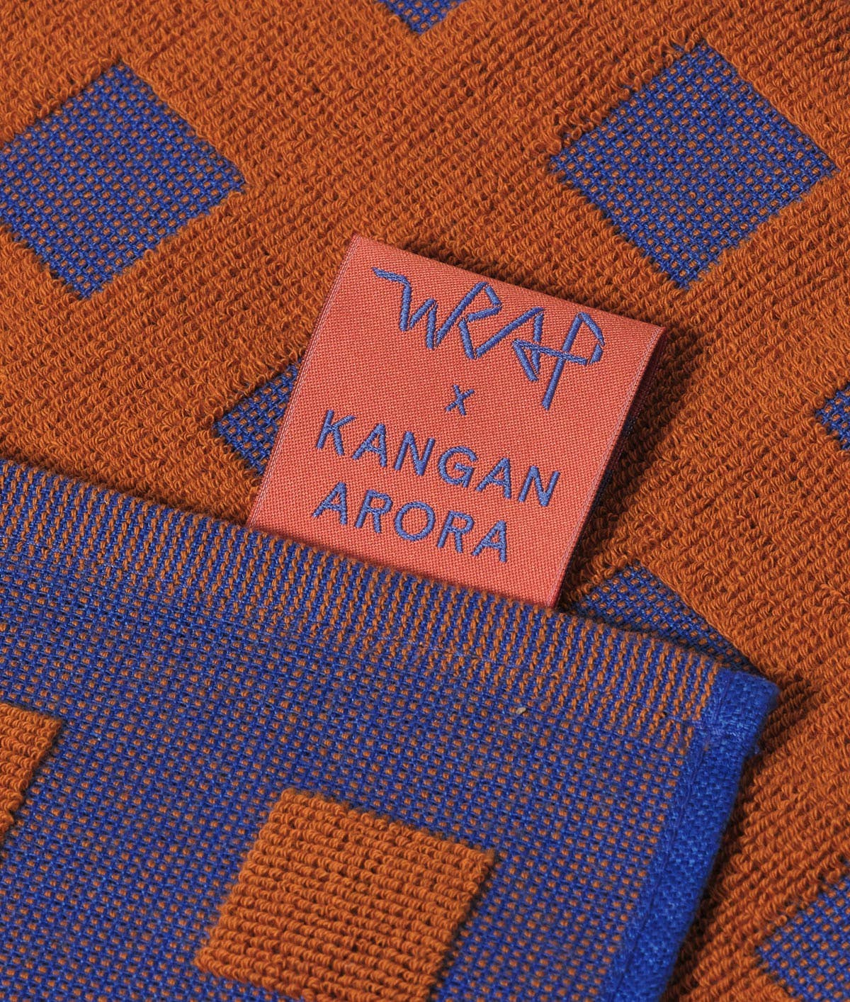 Wrap (US duties paid) - Wholesale Tea Towel - Squares Terry Tea Towel Burgundy/Blue2