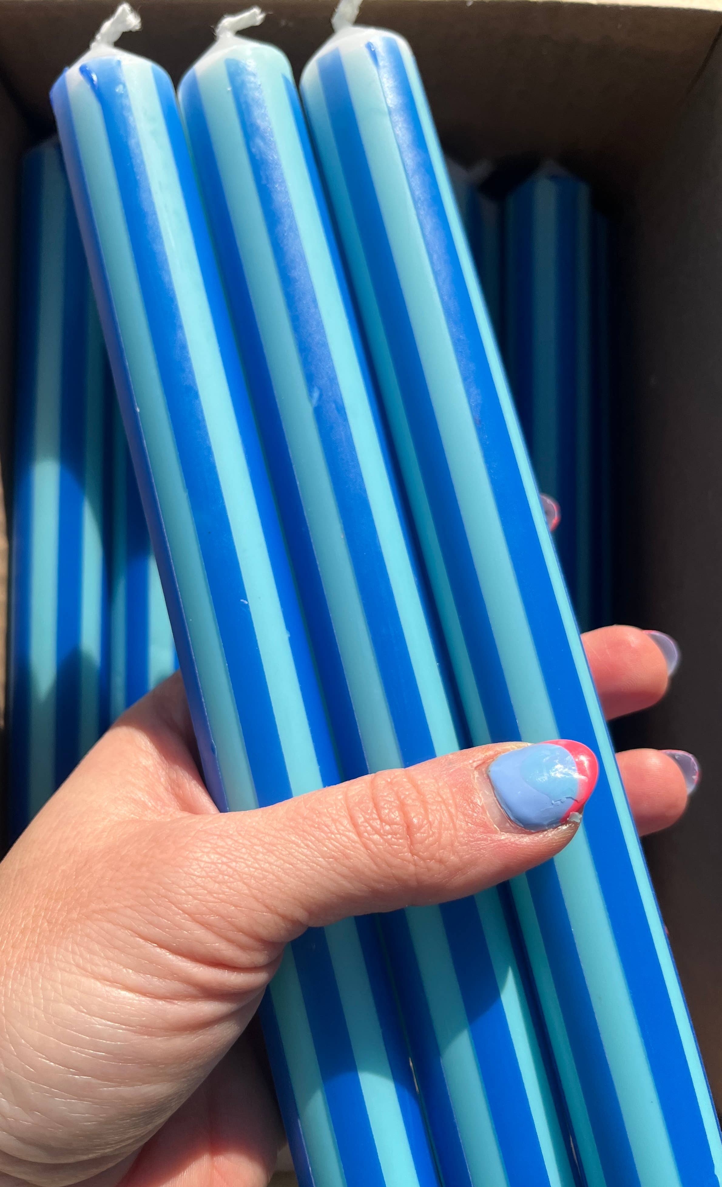 The Colour Emporium - Wholesale Tapered candle/candlestick - Pinstripe Candle individual16