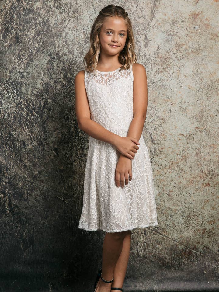 Sweet Sleeveless Lace Dress for wholesale by Petite Adele