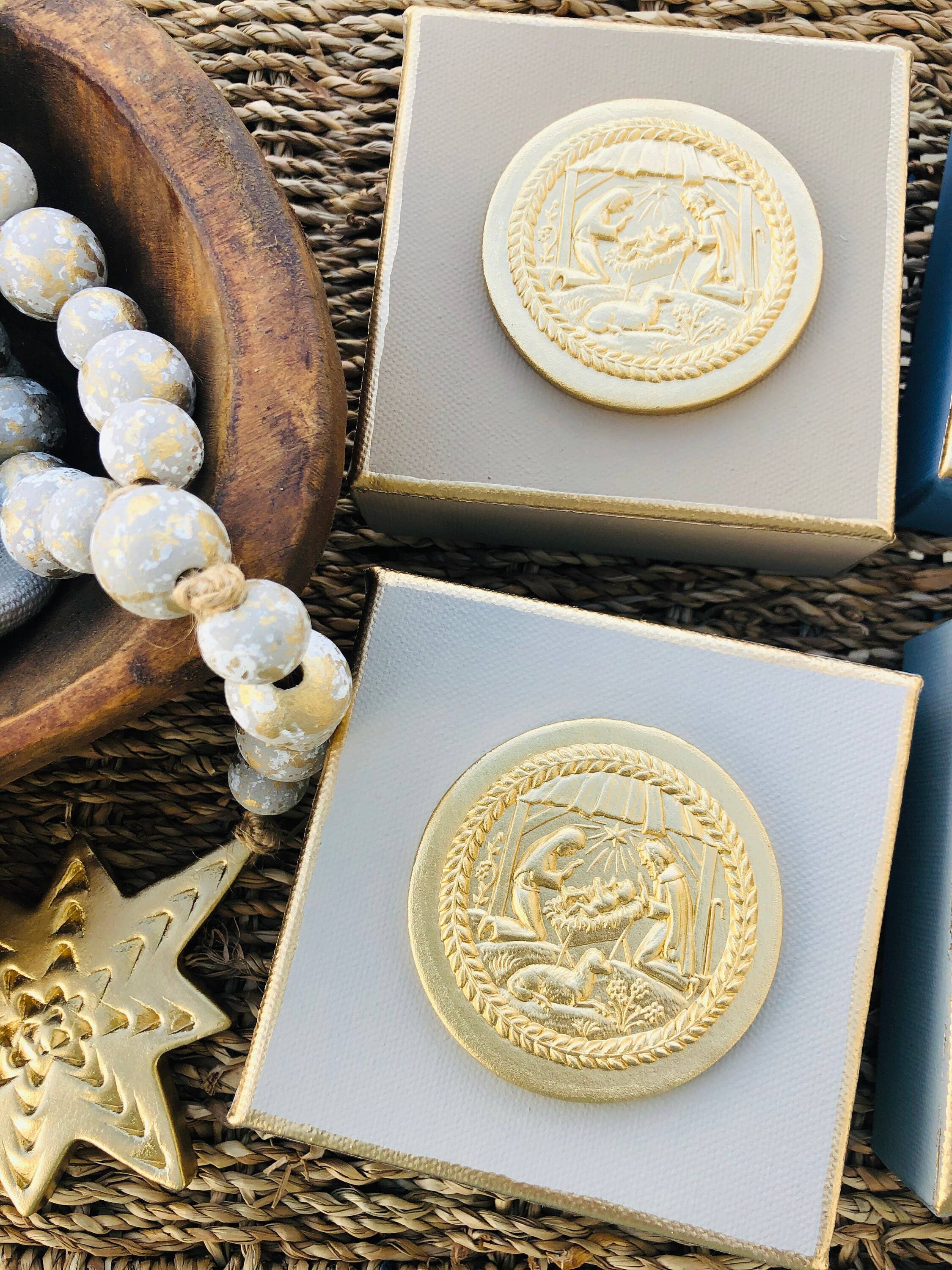 Place of Grace Designs - Vente Crèche de Noël - Toile en taille-douce de la Nativité | Art taillé en plâtre | Christian4