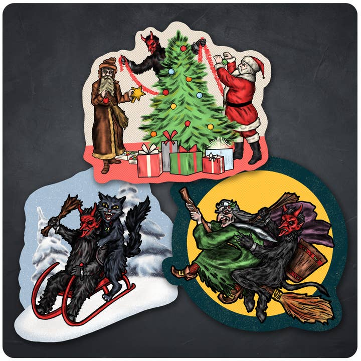 Ryan Dowell Art - Wholesale Christmas Decoration - Krampus & Friends Series 1 Christmas Cutout Set of 3