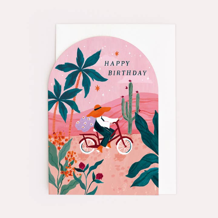 Sister Paper Co. - Wholesale Birthday Card - Sunset Bike Birthday Card | Female Birthday Card | Bohemian