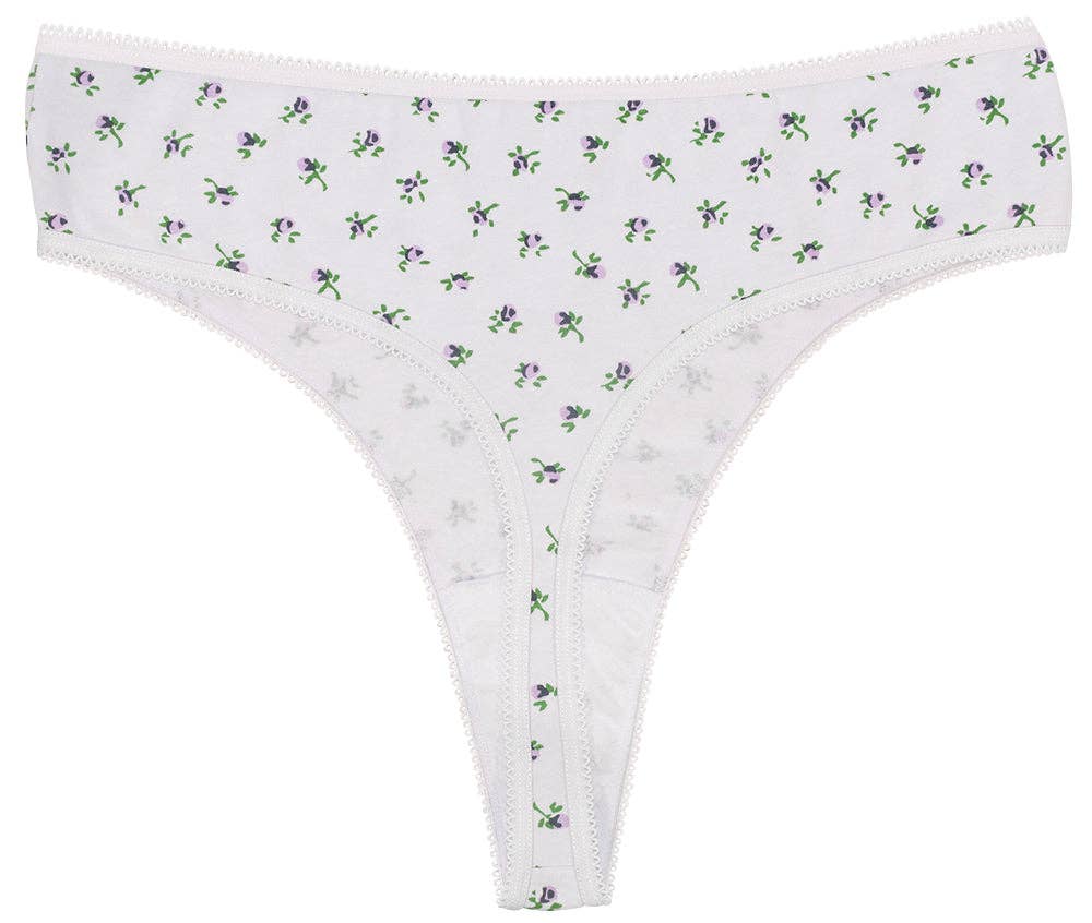 Teri Lingerie's Love Libby Panties - Wholesale Underwear - Women's - Printed Cotton High Waist Thong with Picot Trim2