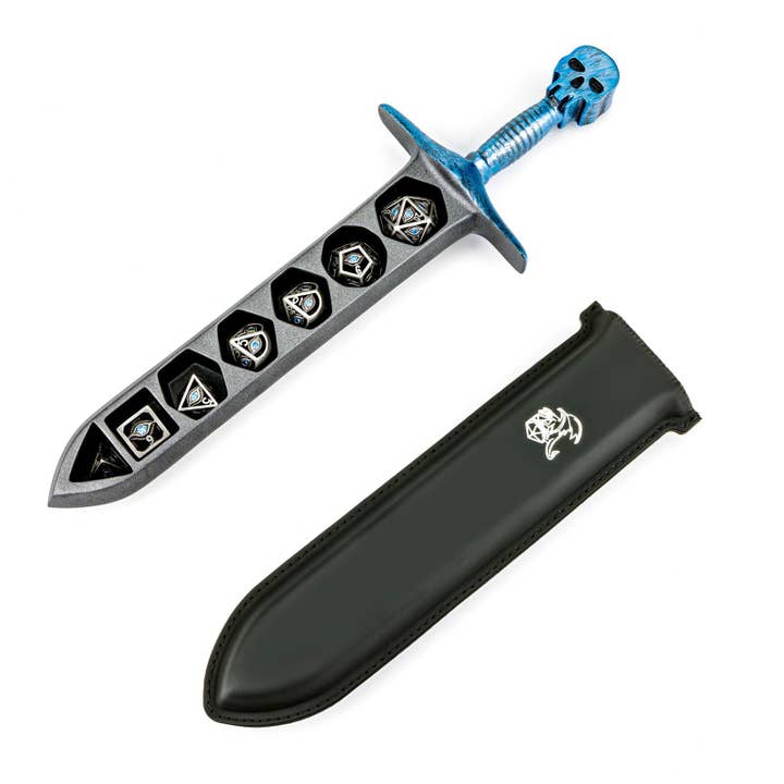 Grim Dagger Dice Case with sheath cover - Blue for wholesale by Hymgho Premium Dice