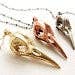 SORA DESIGNS - Wholesale Pendant/Charm Necklace - Antique Gold Bird Skull Statement Necklace, Raven Skull Pend4