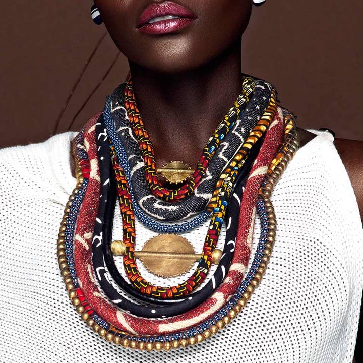 Kvinnors uttalande Afrikansk Halsband Halsband | Lera Cloth | Afrika för wholesale av Cloth & Cord, LLC