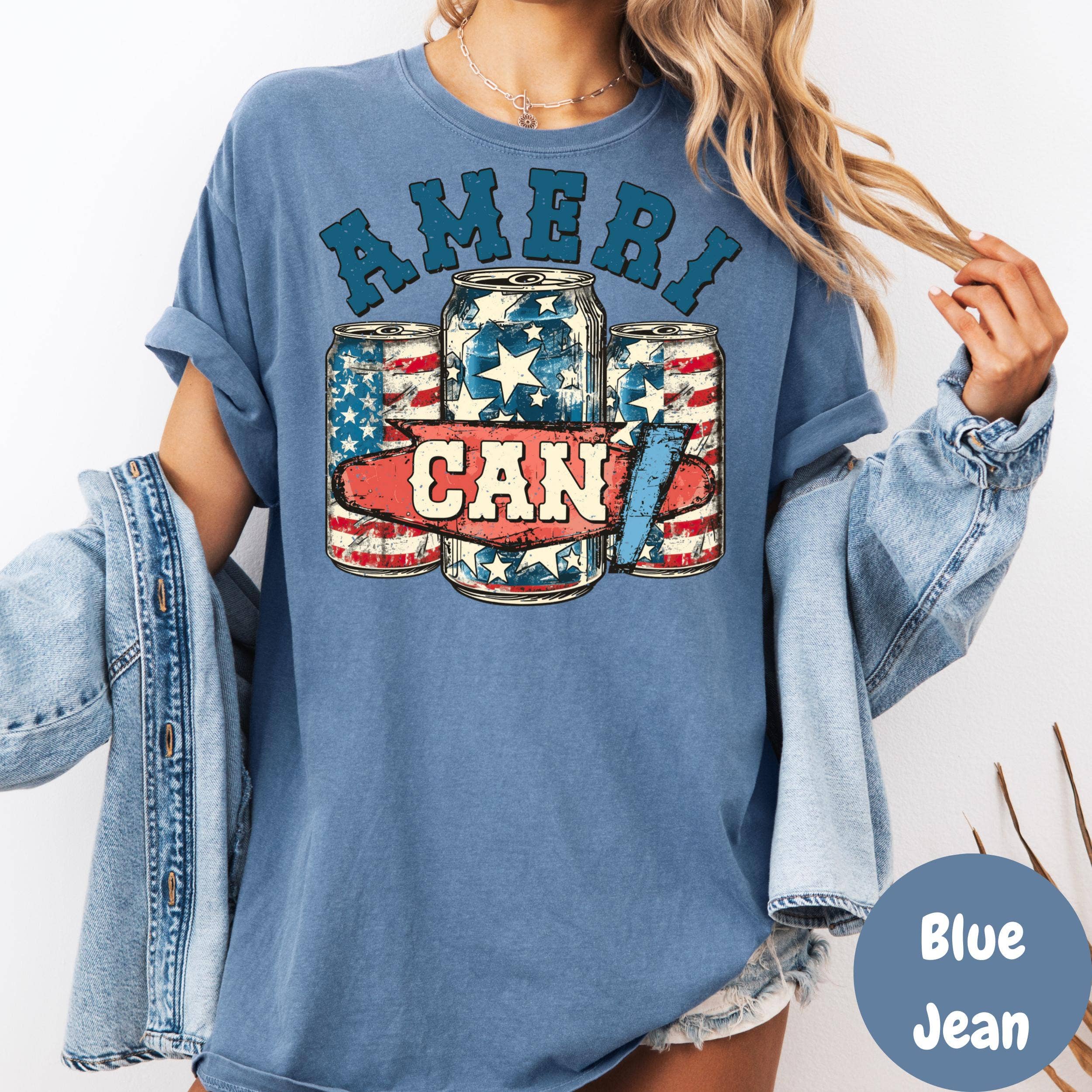 Epic Life  - Designed - Wholesale Screen Printed T-Shirt - Women's - AmeriCAN Beer Shirt, Comfort Colors® Shirt, Patriotic 4th of July Tee, Funny USA Graphic Shirt, Red White and Blue Shirt, Summer Party Tee3