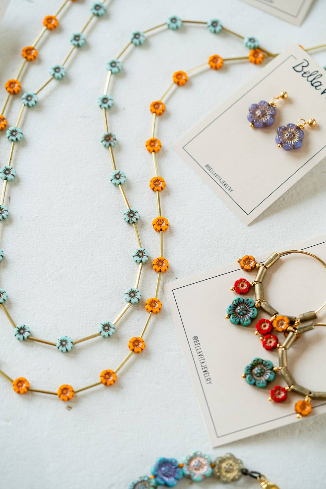 Bella Vita Jewelry - Wholesale Dangle Earrings - Flower Power | Glass Flower Bead Post Earrings5