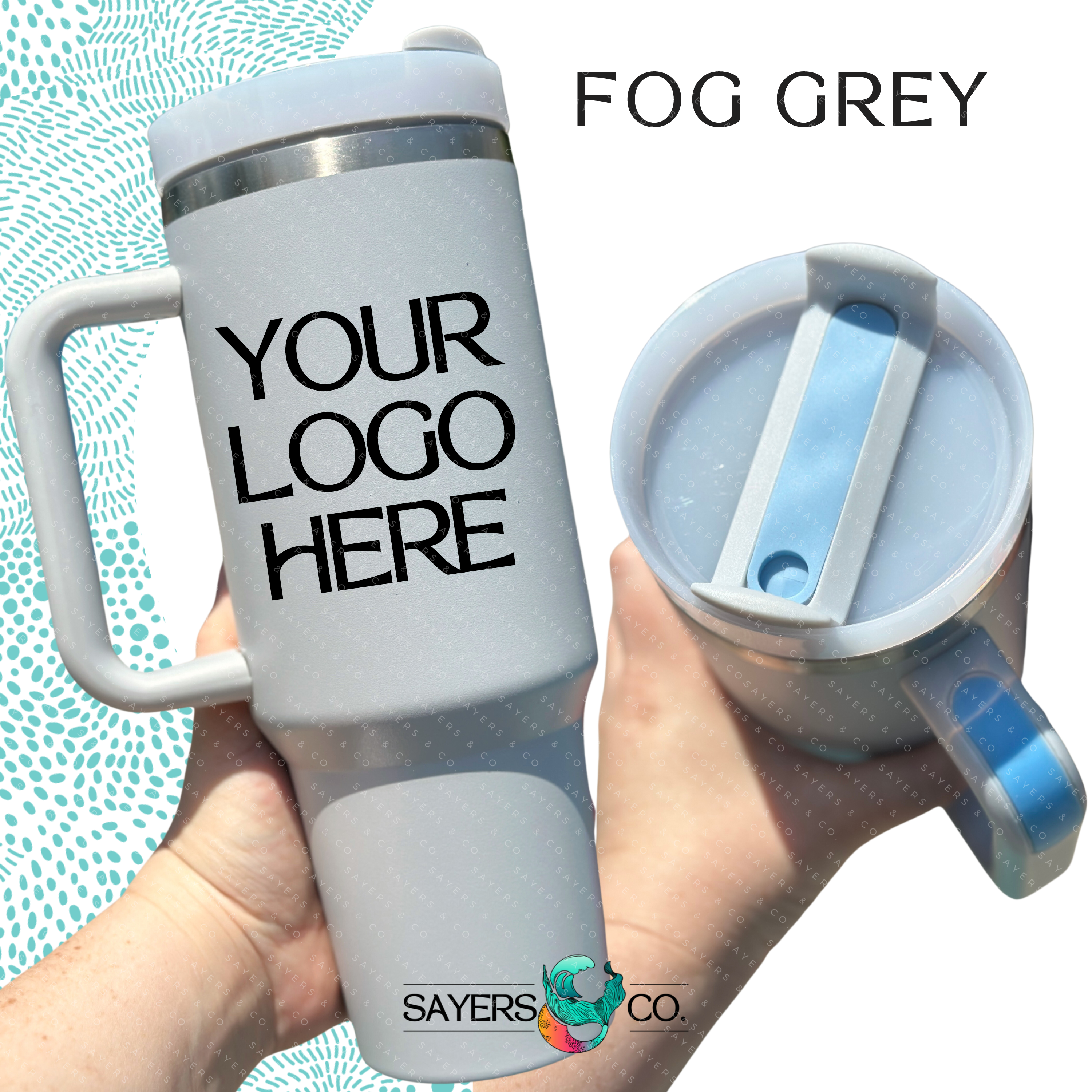 Sayers & Co. - Wholesale Insulated Mug/Tumbler - CUSTOM DECAL LOGO- 40 oz Double Walled Screw Matte Tumbler6