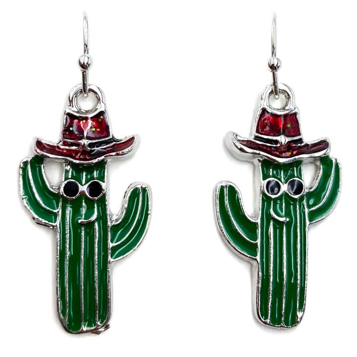 Christmas Hat Cool Cactus Dangle Earring for wholesale by Lunar Deer