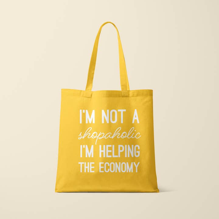Tote bag - I'm not a shopaholic - Sunflower yellow for wholesale by Deadpixel