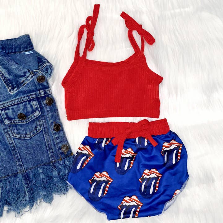 Juego de salón Patriotic Lips para venta al por mayor de Honey Beez Boutique