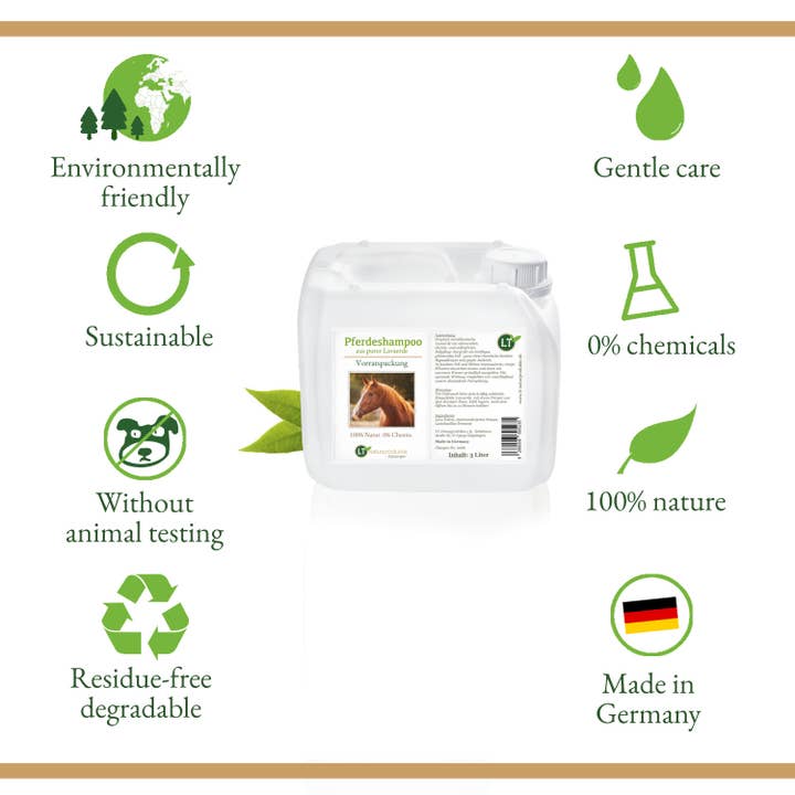 LT-Naturprodukte - Wholesale Pet Shampoo - Dog - Horse shampoo supply pack | organic | 3 liters for professionals3