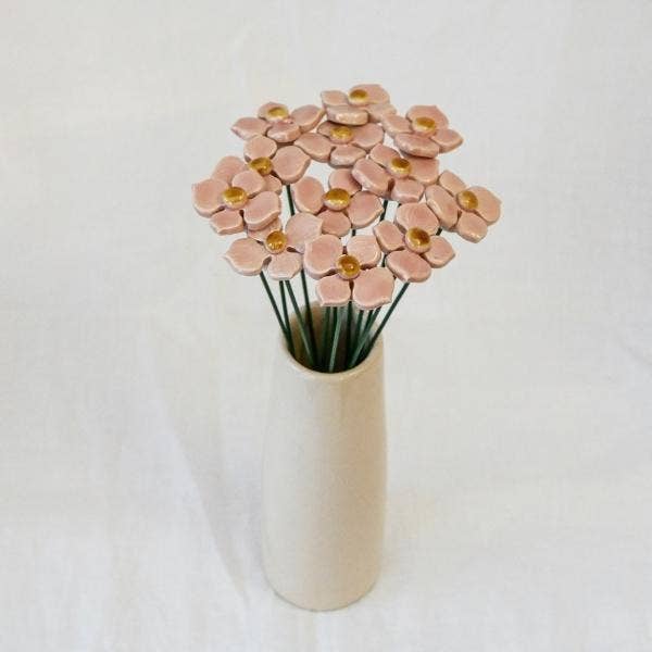 NaturoTheke - Vente Fleurs artificielles - Hortensia en céramique diamètre env. 3 cm | tige 20 cm6