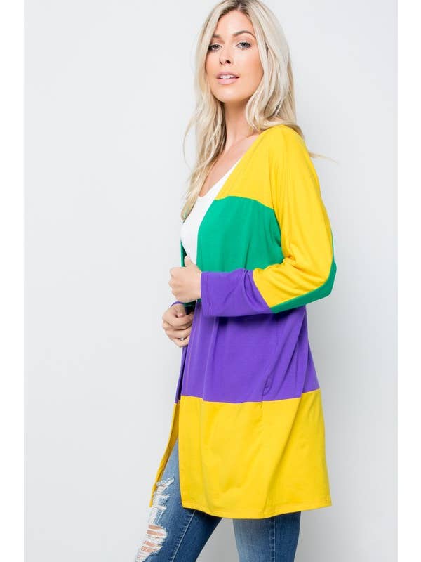 MULTI MARDI GRAS OPEN CARDIGAN for wholesale on Faire4