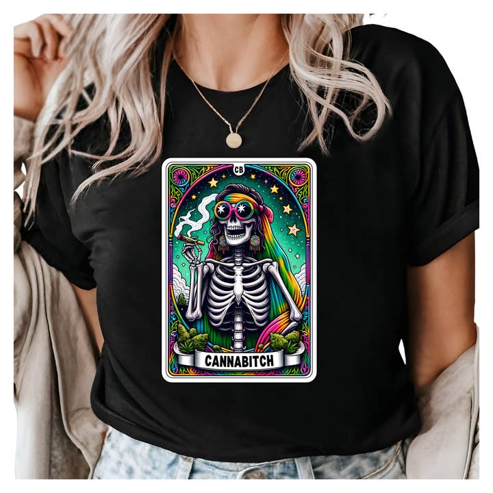 Epic Life - Designed - Wholesale T-Shirt (Graphic) - Women's - Cannabitch Cannabis 4:20 Tarot Graphic Tee Top Shirt XS-4XL