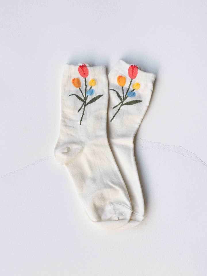 Tiepology - Wholesale Socks - Women's - Tulip Bloom Cotton Blend Socks1