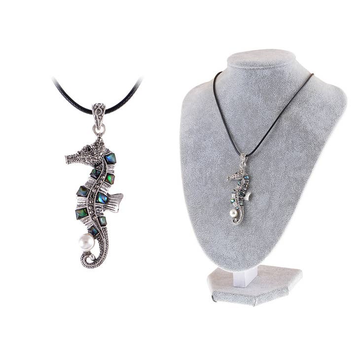 AK Brand – wholesale Smycken – Antik Abalone Pärla Sjöhäst Halsband Örhängen Set4