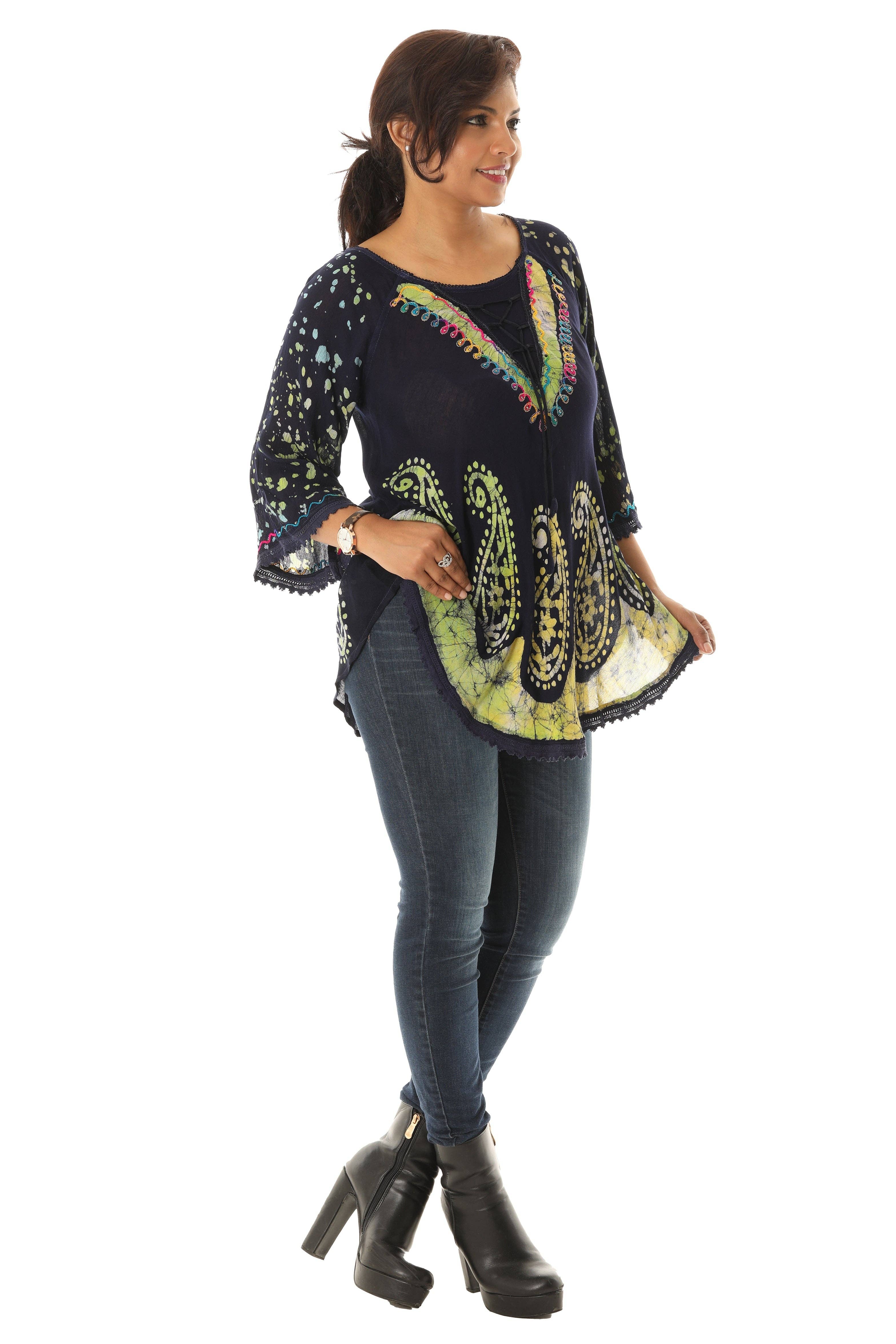 Shoreline Wear. INC – wholesale Tunic – Women’s – Bold Paisley Pattern Rainbow Tie Dye Rayon Tunic7