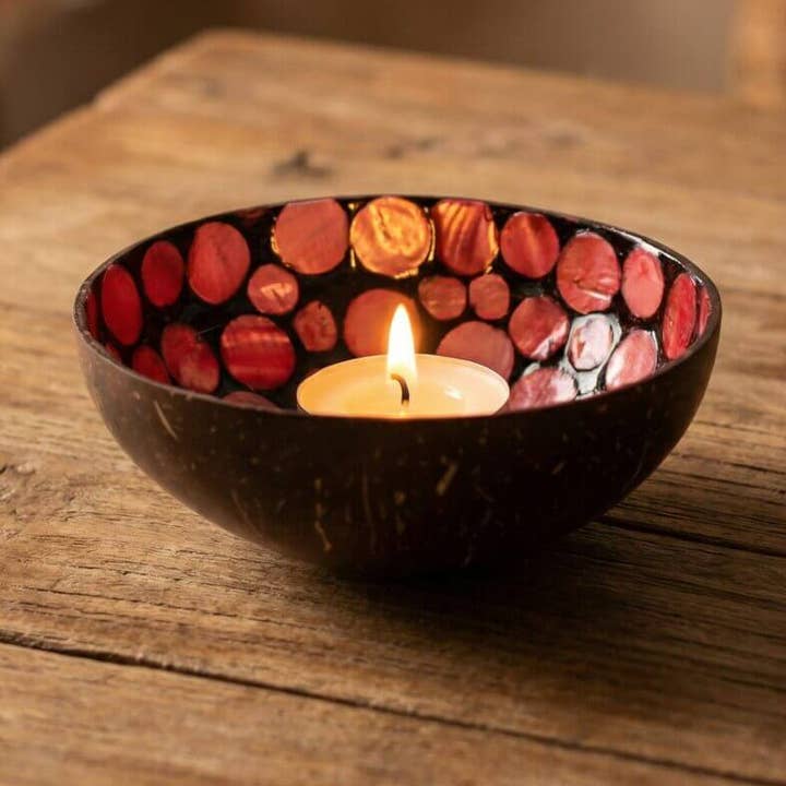 Kokosnussschale Perlmutt Rot für den Großhandel von Makapli