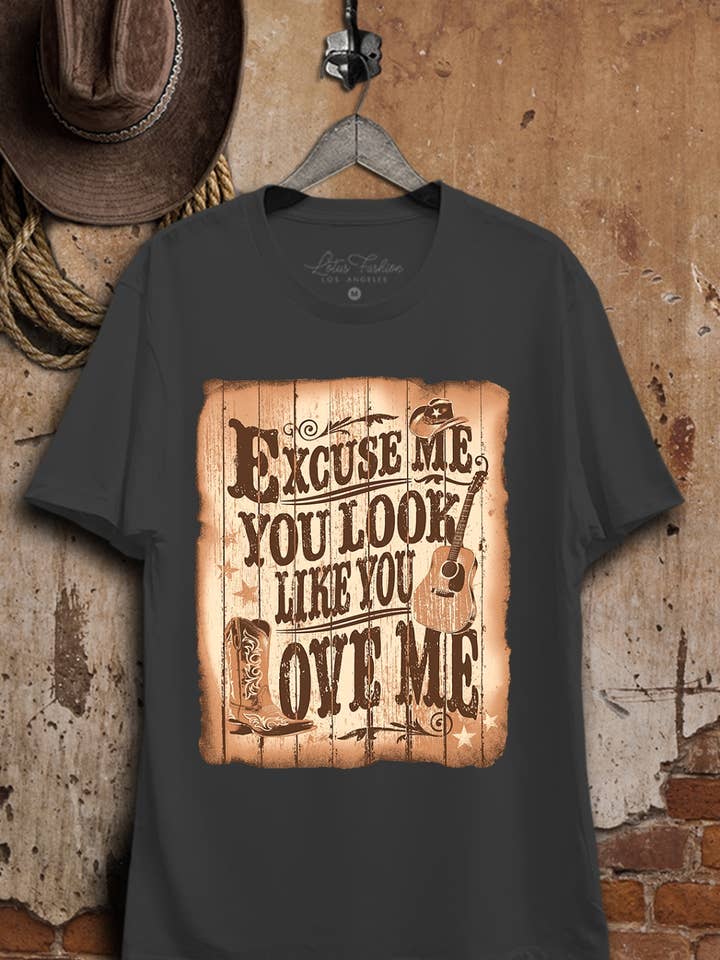 Excuse Me You Look Like You Love Me Graphic Top for wholesale by Lotus Fashion Collection