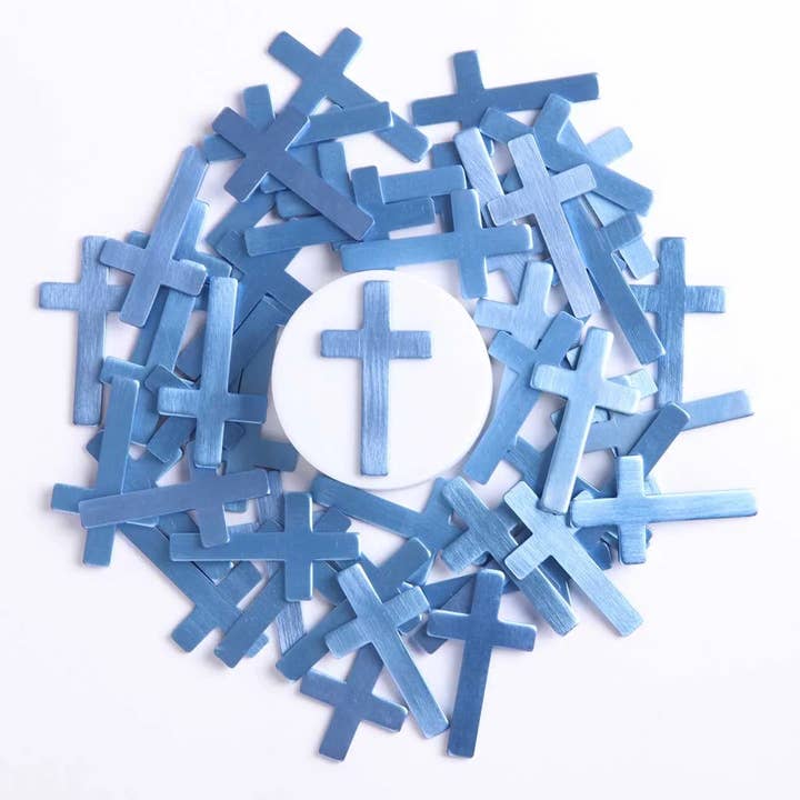 Pocket Cross - Blank - Blue - Pack of 50 for wholesale by Swanson Christian Products