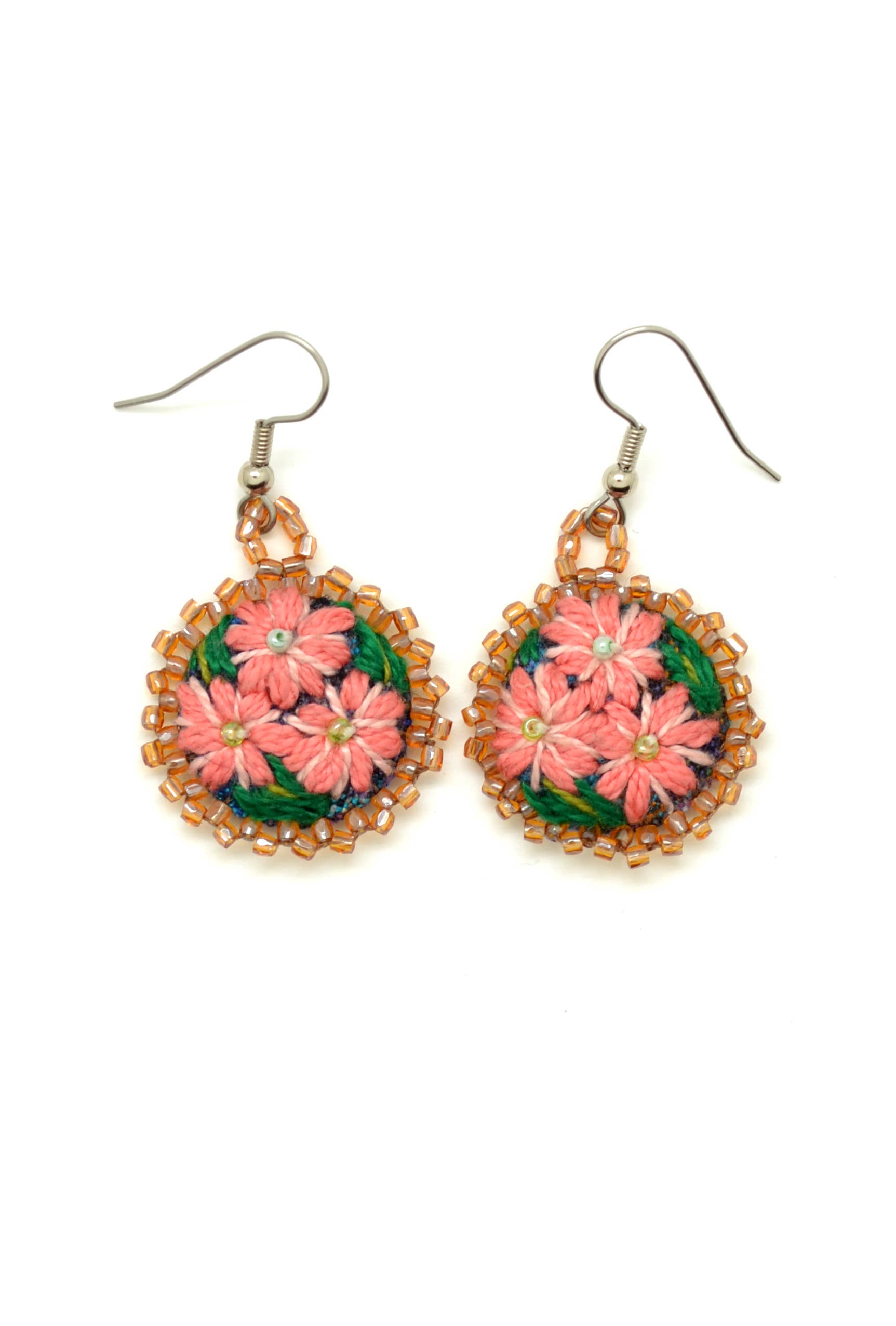 Dunitz & Company - Wholesale Dangle Earrings - Embroidered & Beaded Flower Earrings - Fair Trade Verified4