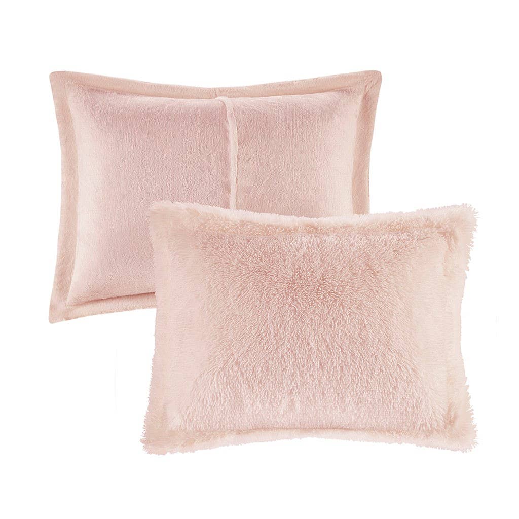 Olliix - Vente Parure de lit - Shaggy Fur Parure de lit 3 pièces ou housse de couette Rose8