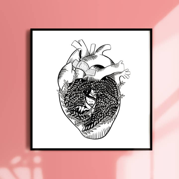 Hide, Art Print (8x8",12x12") Nature Plants Heart for wholesale by NKassia