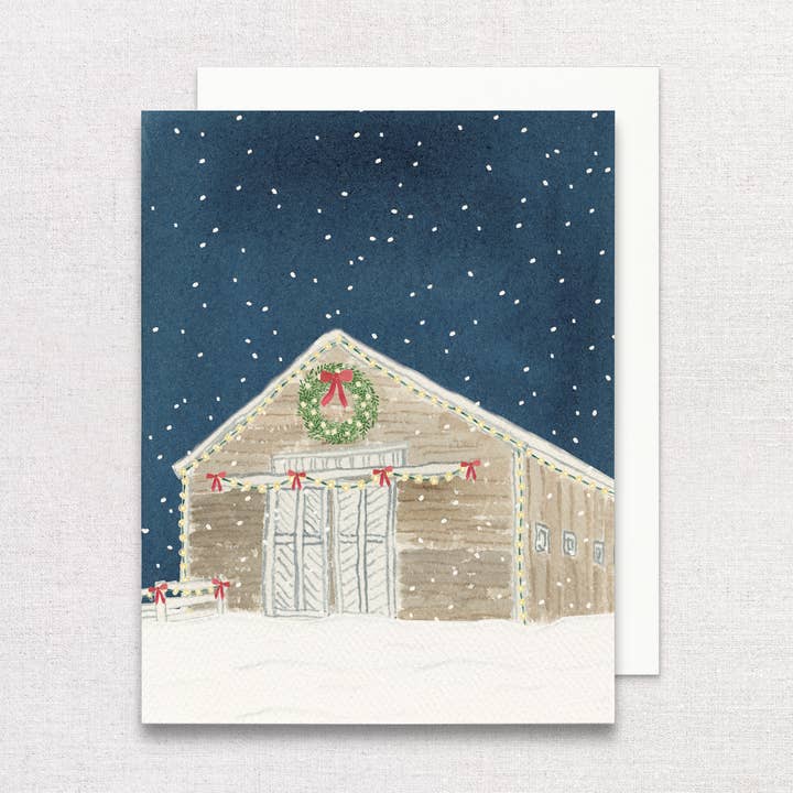 Whimsical Holiday Barn Greeting Card | Season's Greetings for wholesale by Gert & Co