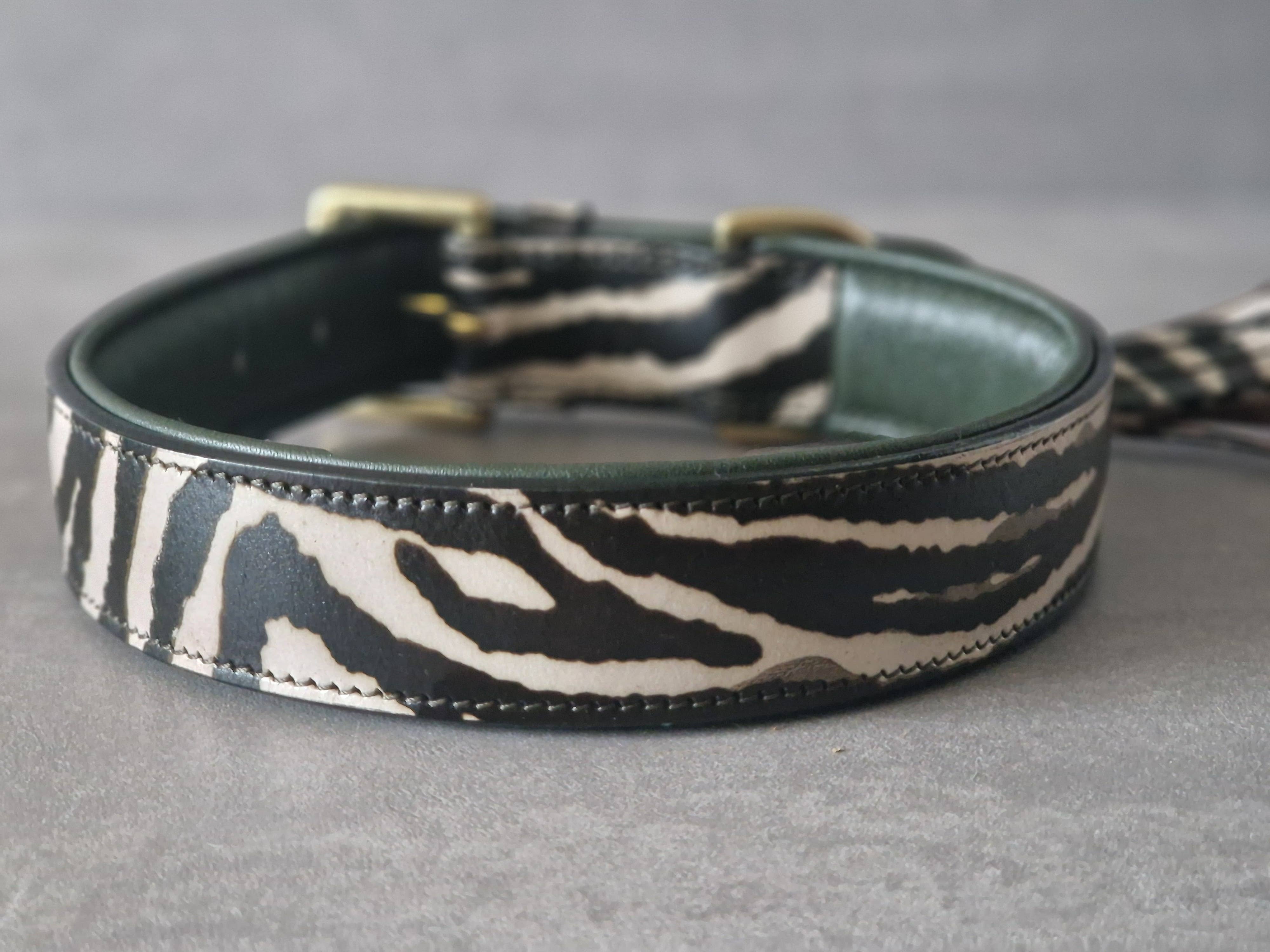 kay-line - Wholesale Pet Collar - Dog - Leather Collar AFRICAN ZEBRA with Leather PomPom5