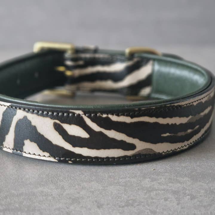 kay-line - Wholesale Pet Collar - Dog - Leather Collar AFRICAN ZEBRA with Leather PomPom5