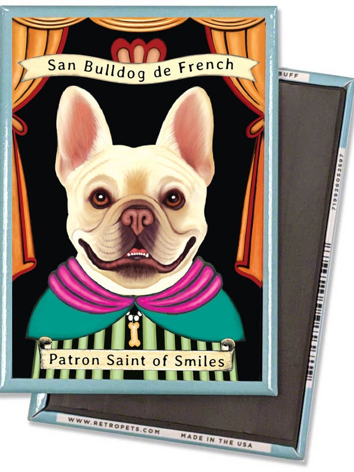 French Bulldog Smiles 4-Pack Refrigerator Magnets for wholesale by Retro Pets