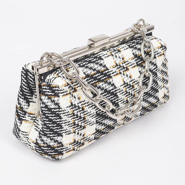 3AM BY H&D ACCESSORIES - Wholesale Clutch Bag - Women's - Tweed Plaid Hard Case Clutch5